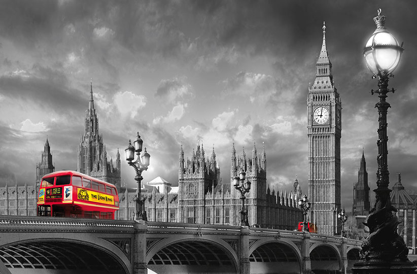 Fotomural Bus on Westminster Bridge